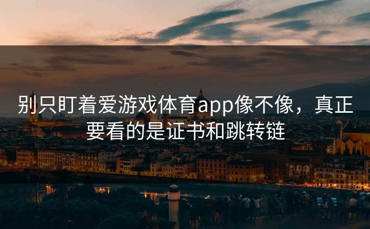 别只盯着爱游戏体育app像不像，真正要看的是证书和跳转链