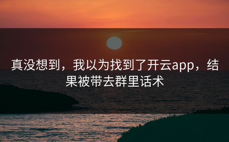 真没想到，我以为找到了开云app，结果被带去群里话术