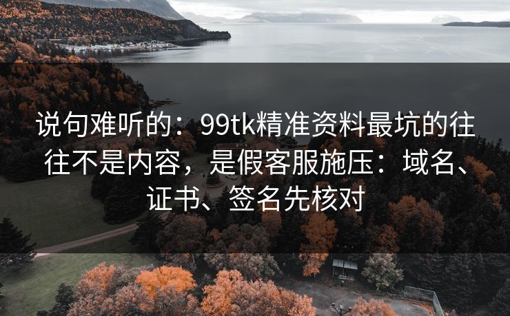 说句难听的：99tk精准资料最坑的往往不是内容，是假客服施压：域名、证书、签名先核对