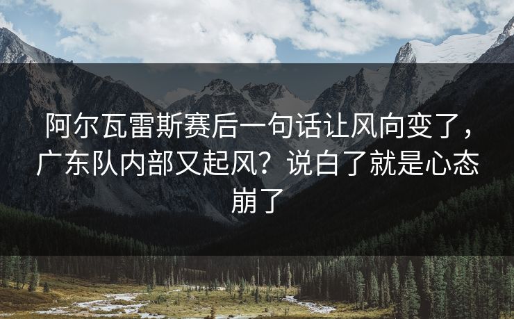 阿尔瓦雷斯赛后一句话让风向变了，广东队内部又起风？说白了就是心态崩了
