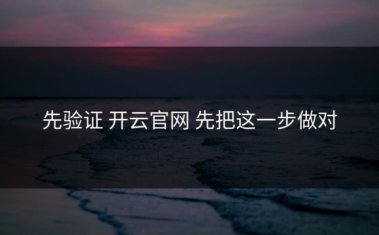 先验证 开云官网 先把这一步做对